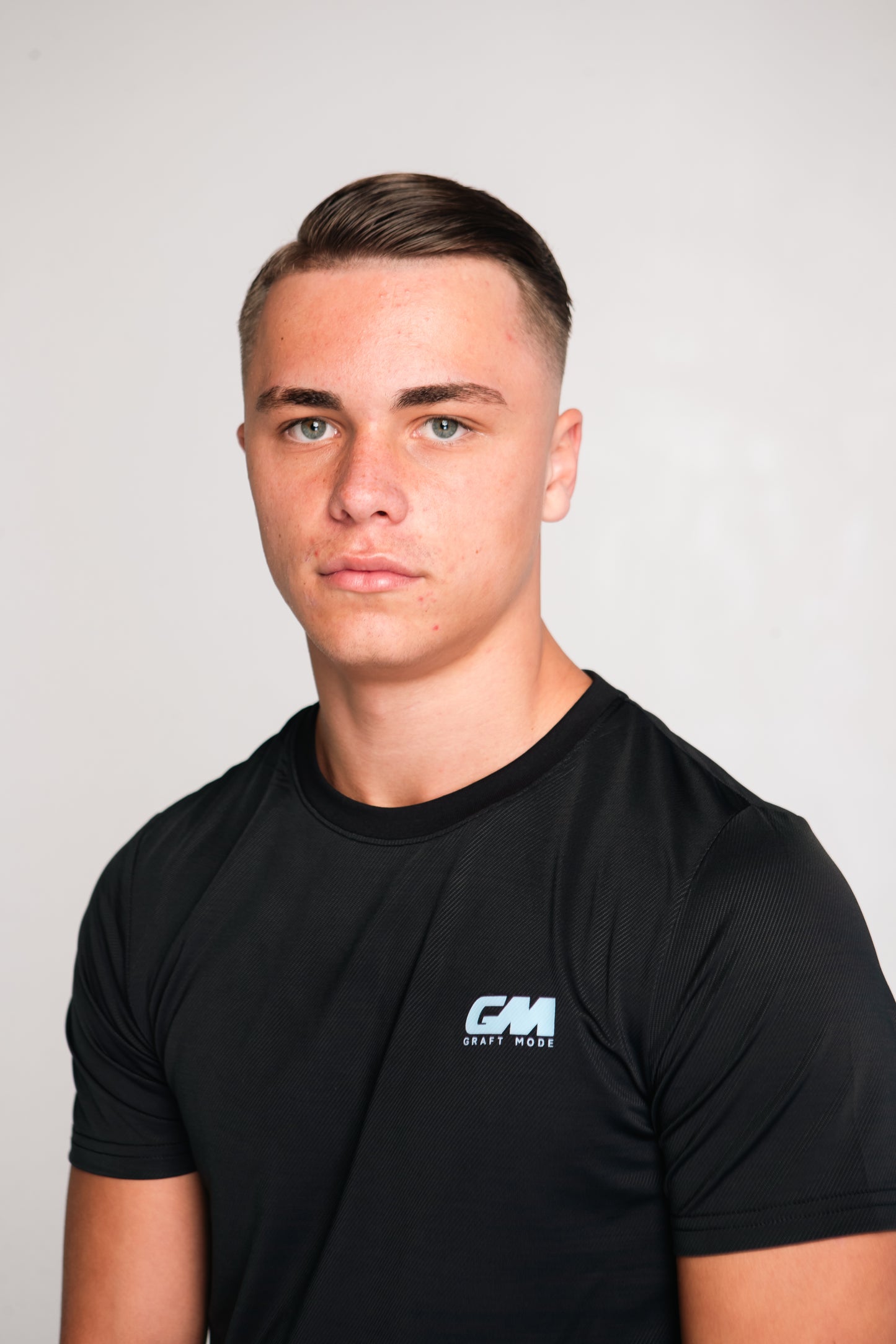 Graft Mode - Game Playing T Shirt Black With Baby Blue Logo
