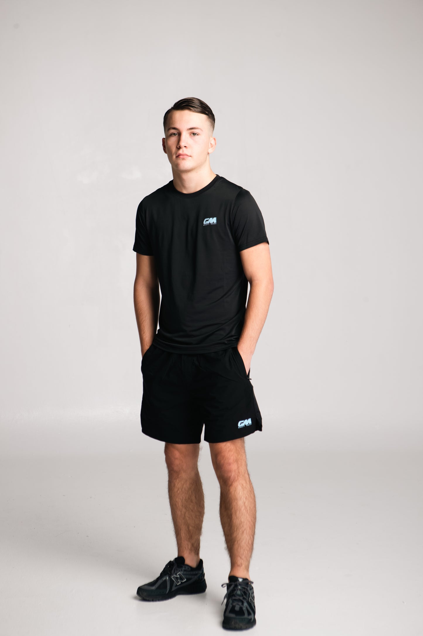 Graft Mode Game Playing Shorts Black With Baby Blue Logo