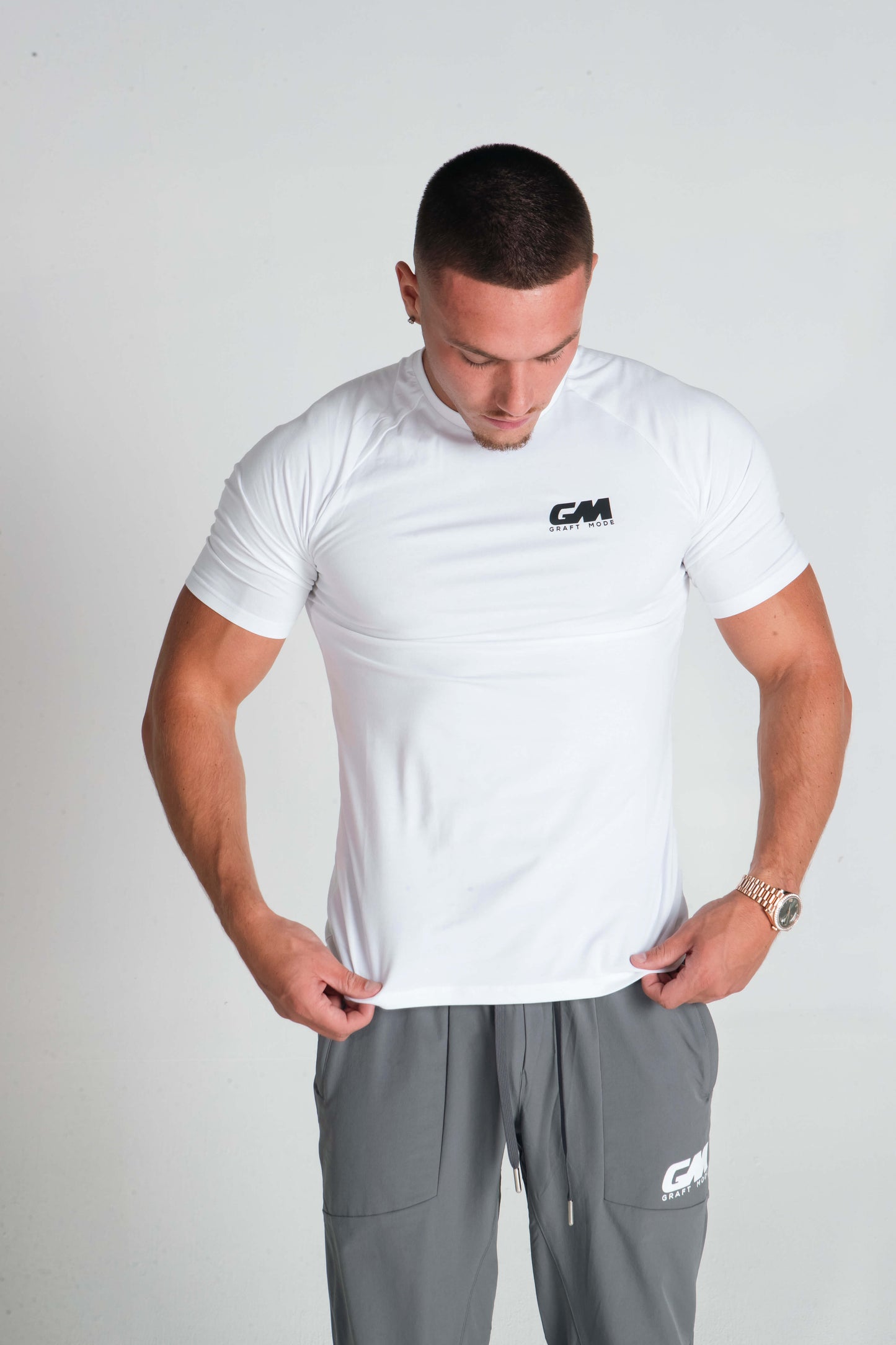 Graft Mode White Fitted t shirt